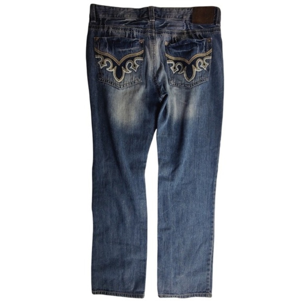 Embellished Pockets Distressed Denim Blue‎ Relaxed Fit western BB BLACK Jean